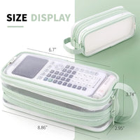 Angoo Large Grid Mesh Pencil Case 2 Compartment Pen Bag Clear Handheld Storage Pouch Transparent Makeup A7458