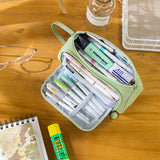 Angoo Oxford Fabric Pen Bag Pencil Case Large Capacity with Handle Multi Slot Waterproof Storage Pouch A7355