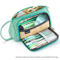 Angoo [Special] Grid Pen Pencil Case, Multi Slot Plaid Storage Bag, Big Pouch Organizer for Stationery Cosmetic Student A6443