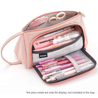 Angoo [Special] Grid Pen Pencil Case, Multi Slot Plaid Storage Bag, Big Pouch Organizer for Stationery Cosmetic Student A6443