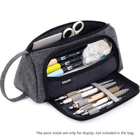 Angoo [Special] Grid Pen Pencil Case, Multi Slot Plaid Storage Bag, Big Pouch Organizer for Stationery Cosmetic Student A6443