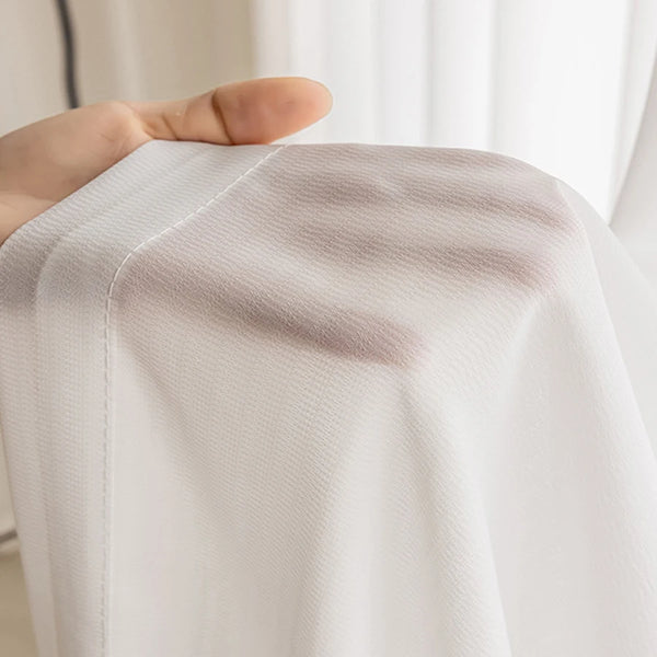 Anti-hook Silk Opaque Dreamy White Texture Gauze Sheer Curtains For Living Room Super Soft Thickened Elegant Balcony Tulle Drape