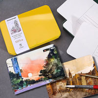 Aquarela Papel Cartão Postal Estilo, Portable Art Painting Book, Grão Médio Áspero, Esboço, Polpa de Algodão, Viagem, 300g