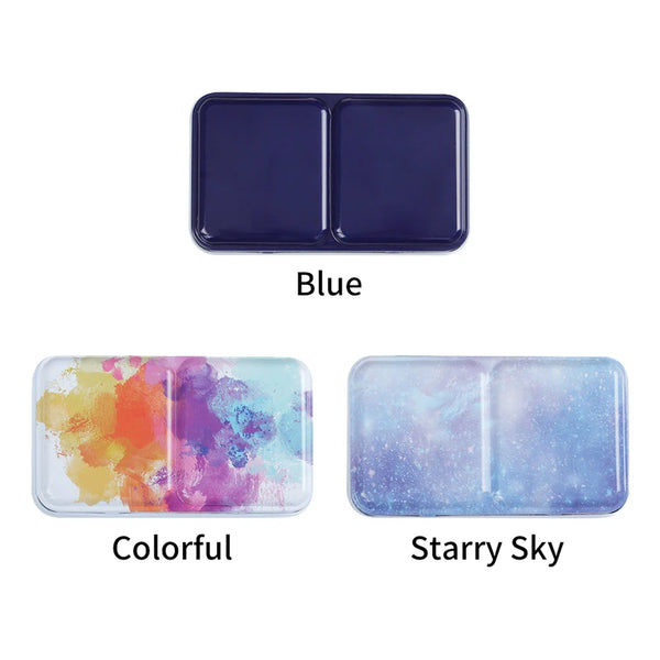 1pc Empty Watercolor Palette, Empty Watercolor Tin With Fold Out Palette,  Small Colorful Watercolor Tray Palette With 14 Empty Half Pans For Plein Air
