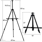 AOOKMIYA Artist's easel, aluminum metal tripod display stand with adjustable height, with portable bag, for floor/desktop drawing and dis