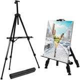 AOOKMIYA Artist's easel, aluminum metal tripod display stand with adjustable height, with portable bag, for floor/desktop drawing and dis