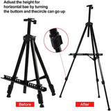 AOOKMIYA Artist's easel, aluminum metal tripod display stand with adjustable height, with portable bag, for floor/desktop drawing and dis