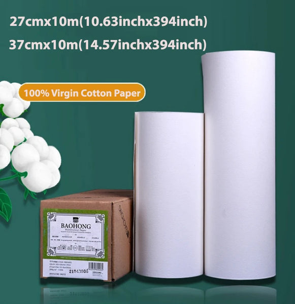 BAOHONG Watercolor Paper Roll 140lb 300g 100% Cotton Academy Art for Gouache Ink Acrylic 27cmX10m/37cmx10m