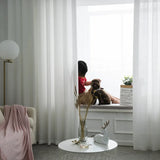 BILEEHOME White Semi-shading Sheer Curtain for Living Room Thicken Tulle Bedroom Kitchen Window Treatments Curtain Voils Drapes