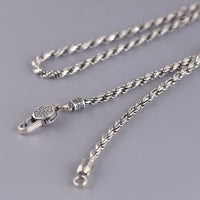 AOOKMIYA BOCAI New Real s925 Pure Silver Fashion Six-Word Mantra Vajra Pestle Buckle Man Necklace Trendy Jewelry Accessories