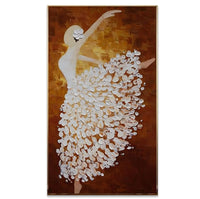 Ballet Dancer Hand Painted Abstract Palette Knife Painting on Canvas, Modern Wall Art for Living Room, Home Decoration