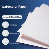 Baohong 100% Cotton Artist Watercolor Drawing Paper 200gsm 300gsm 32K 16K 20pcs Artists Sketch Painting Art School Supplies