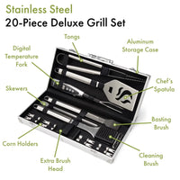 Barbecue Kit 20-Piece Deluxe Grill Set Kitchen Tools Accessory Free Shipping Gadgets Kitchen Gadget and Accessories Cookware Bbq