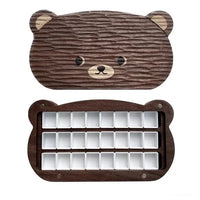 AOOKMIYA Bear Walnut/Sapele Wooden Empty Watercolor Paint Box With Half Pans Professional Paint Palette Tray For Painting Art Supplies