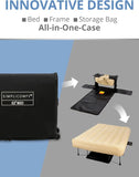 Bed Self-Inflating Air Mattress with Built-in Frame, Pump and Wheeled Case, Blow Up Inflatable Rolling Air Bed on Wheels (02.Que