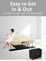 Bed Self-Inflating Air Mattress with Built-in Frame, Pump and Wheeled Case, Blow Up Inflatable Rolling Air Bed on Wheels (02.Que