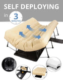 Bed Self-Inflating Air Mattress with Built-in Frame, Pump and Wheeled Case, Blow Up Inflatable Rolling Air Bed on Wheels (02.Que