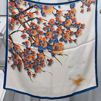 Birdtree 100%Mulberry Silk Art Printing Scarf Spring Autumn New Shawl Designed Elegant Kerchief Fashion Scarves A3N852QM