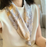 Birdtree 100%Mulberry Silk Art Printing Scarf Spring Autumn New Shawl Designed Elegant Kerchief Fashion Scarves A3N852QM