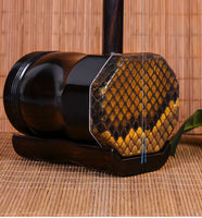 Black Sandalwood Dragon Head Erhu, Flat Octagonal Erhu, Musical Instrument Grading Erheen with Bow Case Two Strings Violin