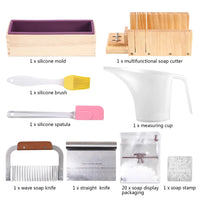 Boowan Nicole Soap Making Kit Handmade Silicone Liner with Multifunctional Soap Cutter and Stamp Complete Supplies for Soap