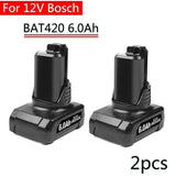 Bosch-batería de iones de litio de 12V, 6.0Ah, batería de repuesto para Bosch BAT411, BAT412, BAT413, BAT414, 10,8 V, herramient