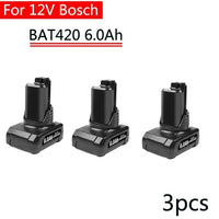 Bosch-batería de iones de litio de 12V, 6.0Ah, batería de repuesto para Bosch BAT411, BAT412, BAT413, BAT414, 10,8 V, herramient