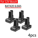 Bosch-batería de iones de litio de 12V, 6.0Ah, batería de repuesto para Bosch BAT411, BAT412, BAT413, BAT414, 10,8 V, herramient