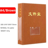 Caixa de arquivo a4 de couro do plutônio grande capacidade caixa de armazenamento de documentos a4 papel organizador caixa de arquivos para o escritório