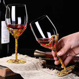 Can Treasured 300-400ml Noble Elegant Luxury Goblet Enamel Red Wine Sparkling Cup Family Festival Wedding Drinkware Bar Set