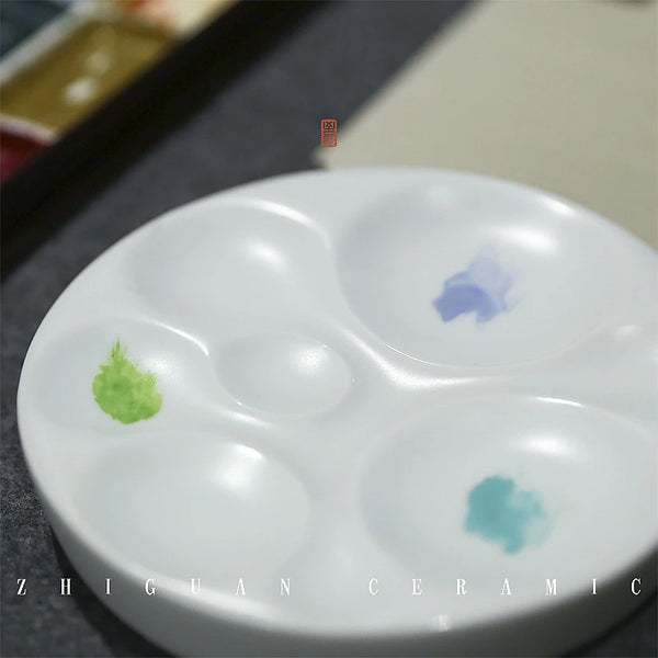 New Ceramic Palette Watercolor Gouache Special Palette Easy To Clean  Porcelain Plate Paint Plate Painting Art