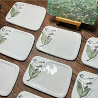 AOOKMIYA  Ceramic Palette Retro Lily of The Valley Watercolor Toning / Color Mixing Tool Easy To Clean Student Artist Painting Supplies