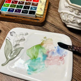 AOOKMIYA  Ceramic Palette Retro Lily of The Valley Watercolor Toning / Color Mixing Tool Easy To Clean Student Artist Painting Supplies