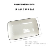 AOOKMIYA Ceramic Palette Watercolor Oil Painting Chinese Painting Pigment White Porcelain Rectangular Three-Grid Plate Rose Palette