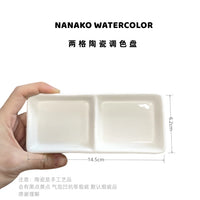 AOOKMIYA Ceramic Palette Watercolor Oil Painting Chinese Painting Pigment White Porcelain Rectangular Three-Grid Plate Rose Palette