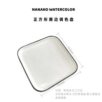 AOOKMIYA Ceramic Palette Watercolor Oil Painting Chinese Painting Pigment White Porcelain Rectangular Three-Grid Plate Rose Palette