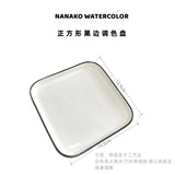 AOOKMIYA Ceramic Palette Watercolor Oil Painting Chinese Painting Pigment White Porcelain Rectangular Three-Grid Plate Rose Palette