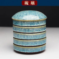 AOOKMIYA  Ceramic Palette with Cover Five-layer Chinese Painting Pigment Disc Calligraphy Ink Disc Palette Painting Tools