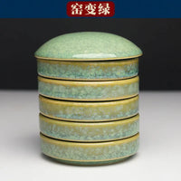 AOOKMIYA  Ceramic Palette with Cover Five-layer Chinese Painting Pigment Disc Calligraphy Ink Disc Palette Painting Tools