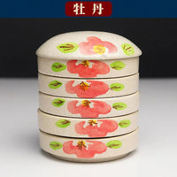 AOOKMIYA  Ceramic Palette with Cover Five-layer Chinese Painting Pigment Disc Calligraphy Ink Disc Palette Painting Tools