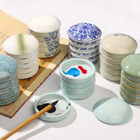 AOOKMIYA  Ceramic Palette with Cover Five-layer Chinese Painting Pigment Disc Calligraphy Ink Disc Palette Painting Tools