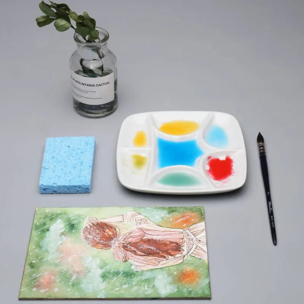 AOOKMIYA  Ceramic Square Watercolor Chinese Painting Watercolor Acrylic Oil Painting Pigment Box Easy To Clean Color Palette