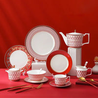 AOOKMIYA Ceramic Tableware Set bone china steak plate + coffee cup and saucer set +bowl +spoon +sugar cup +milk cup +coffee pot 10pcs/set