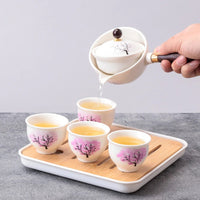 Ceramic Teapot Chinese Gongfu Tea Pot 360 Rotation Tea Maker Infuser Semi-Automatic Chinese Gongfu Tea for Home Office Teaware