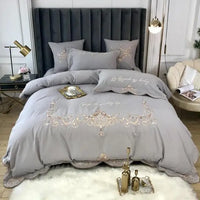 Chic Gold Embroidery Duvet Cover set Luxury Brushed Cotton Soft Warm Bedding set Bed sheet set Pillow shams Comforter Cover set