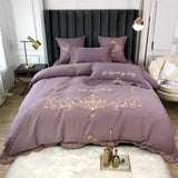 Chic Gold Embroidery Duvet Cover set Luxury Brushed Cotton Soft Warm Bedding set Bed sheet set Pillow shams Comforter Cover set