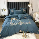 Chic Gold Embroidery Duvet Cover set Luxury Brushed Cotton Soft Warm Bedding set Bed sheet set Pillow shams Comforter Cover set