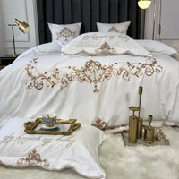 Chic Gold Embroidery Duvet Cover set Luxury Brushed Cotton Soft Warm Bedding set Bed sheet set Pillow shams Comforter Cover set