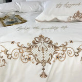 Chic Gold Embroidery Duvet Cover set Luxury Brushed Cotton Soft Warm Bedding set Bed sheet set Pillow shams Comforter Cover set