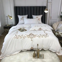 Chic Gold Embroidery Duvet Cover set Luxury Brushed Cotton Soft Warm Bedding set Bed sheet set Pillow shams Comforter Cover set